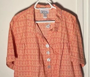 NEW Anthony Richards Womens 2X Kaftan House Dress Orange Pink Muumuu Nightgown - Picture 1 of 5
