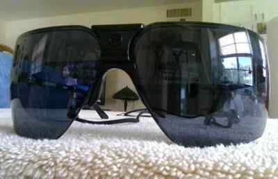 🇺🇸 Gafas de sol gárgola años 80, lente azul 85 mm con nariz negra / marcos Foto 1 de 4