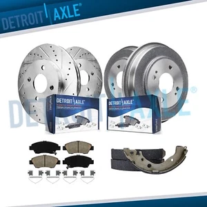 262mm Front Drilled Rotors Brake Pads Rear Drums Shoes for 2009-2013 Honda Fit - Picture 1 of 7