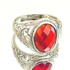 R6460S  Red Helenite Sterling Solitaire Man's Silver Ring