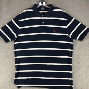 Polo Ralph Lauren Herren blau weiß gestreift kurzärmliges POLO Shirt Größe XL - Bild 1 von 6