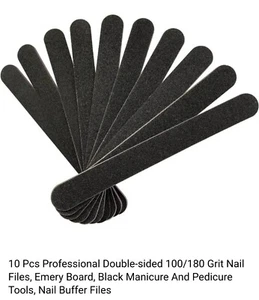 Nail File 10 PCS Professional Double Sided 100/180 Grit Nail Files Emery Board B - Picture 1 of 5