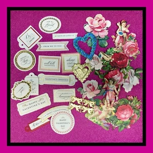 Anna Griffin Mini Valentine Stickers, Sentiments & Dresden  LOT #2 - Picture 1 of 5