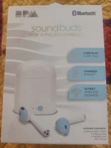 Sound Buds True Wireless Earbuds w Portable Charging Case Bluetooth 32 Feet Blue - Picture 1 of 6