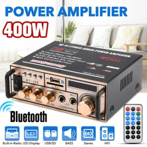 Bluetooth 2 Channel 400W FM Radio Stereo Receiver Hifi Power Amplifier 12V 220V - Picture 1 of 14