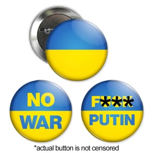 2.25” Ukrainian Anti-War Button SET (3 pcs) pin badge Ukraine flag f putin Peace - Bild 1 von 5