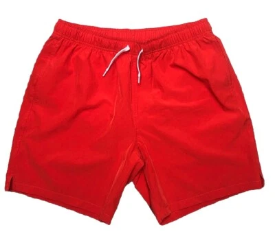 Costume da bagno uomo fondo orso L arancione brillante rosso 7" spiaggia surf foderato in rete - Immagine 1 di 4
