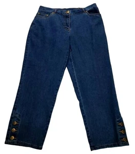 Ruby Rd Med Wash Denim Indigo Wide Leg Capri Pants Women's Size 6 - Picture 1 of 11