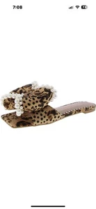 Betsey Johnson Womens LIAH Brown Flatform Sandals 8.5 Medium Leopard Pearl - Picture 1 of 6