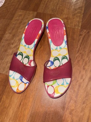 Sandalias sin cordones Coach Nichelle de colección con tacón de gatito rosa gelatina talla 9 Foto 1 de 4