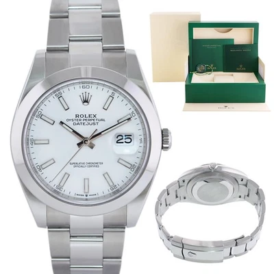 Rolex DateJust 2021 como nuevo 41 mm 41 acero 126300 blanco palo Oyster caja de reloj Foto 1 de 4