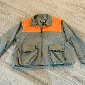 Vintage Cabelas Khaki Orange Hunting Jacket Vest Removable Sleeves Men’s 2XL - Picture 1 of 14