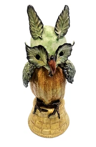 Stunning Bassano Mid-Century Italian 15" Ceramic Vegetable Owl Perched on Basket - Picture 1 of 19