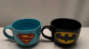 Batman & Superman 2012 Coffee/Soup Cup 24 ounces Ceramic DC Comics Lot Of 2 - Picture 1 of 11