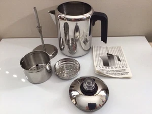 Farberware Stainless Stove-Top Camping Coffee Pot L7680 Percolator 4-8 Cup -Nice - Picture 1 of 12