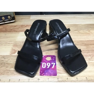 Sandalias Jeffrey Campbell Jamm para mujer 6 charol negro tacón ancho Foto 1 de 4