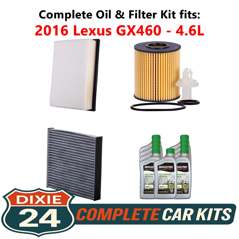 Fits: 2016 Lexus GX460 4.6L Complete Air, Oil & Cabin Filter Kit (0W-20) Foto 1 de 4