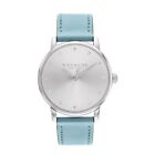 COACH New York 14503973 36mm Silver Dial Blue Leather Strap Women Wrist watch