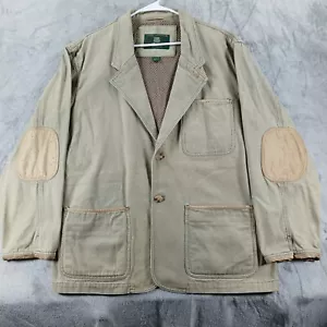 Orvis Zambezi Jacket Men's L Canvas Heavy Leather Elbow Patch Trim Field Hunting - Picture 1 of 24
