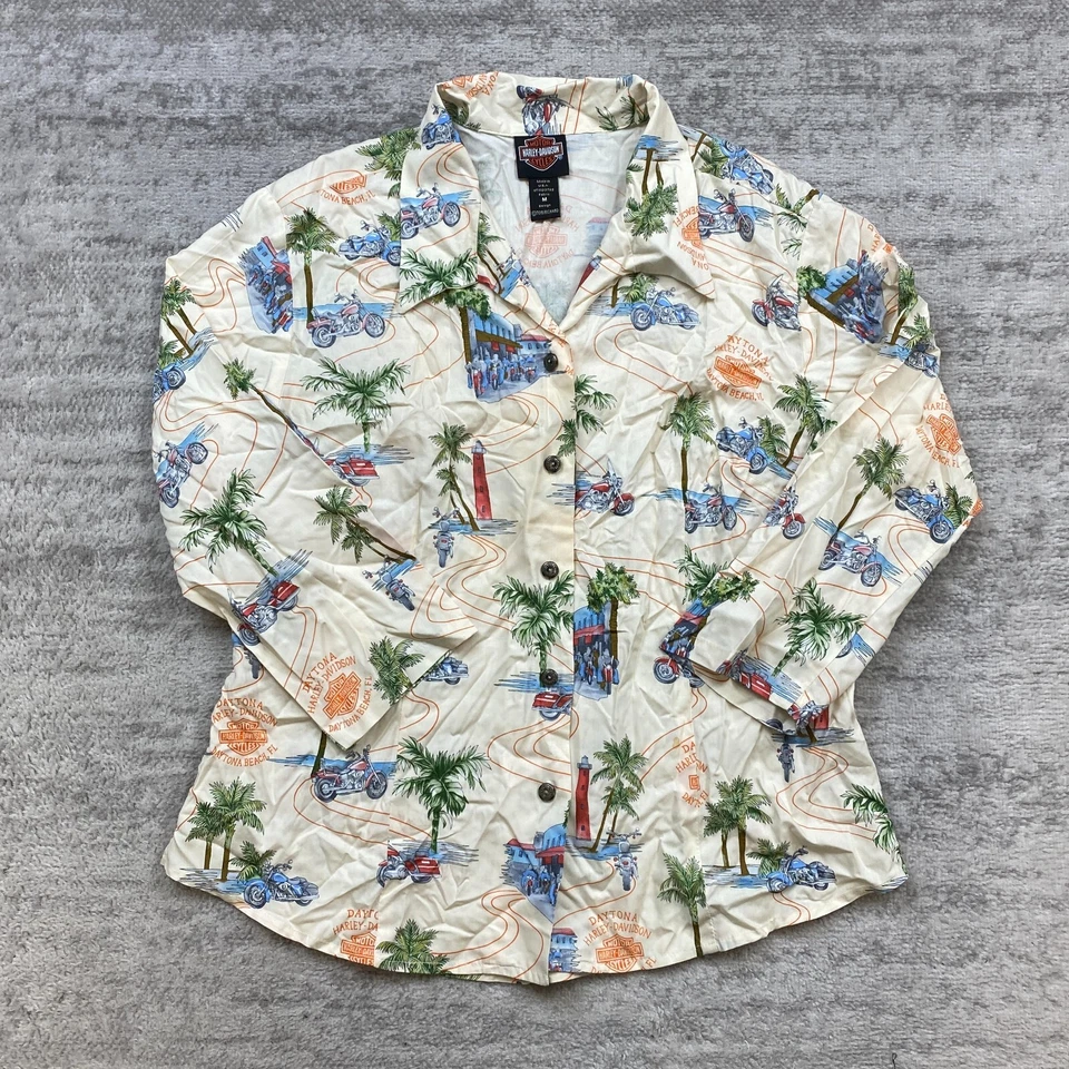 Harley Davidson Tori Richard гавайская рубашка на пуговицах женщины средний бежевый женщин - Изображение 1 из 4