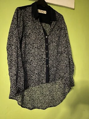 Blusa Top Firetrap Azul Transparente Cuello Gasa Manga Larga Reino Unido 10 Foto 1 de 4