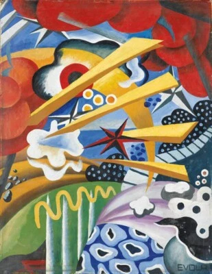 Untitled Abstract Print : Julius Evola 1918 Art : Italian Futurist Esoteric Mode - Image 1 of 2