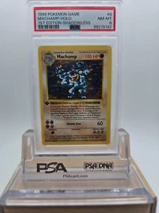 1999 POKEMON BASE SET 1ST EDITION SHADOWLESS #8 MACHAMP-HOLO PSA 8 NM-MT - Picture 1 of 1