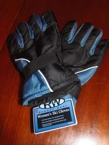 NEW RW WOMEN"S SKI GLOVES. WATER REPELLENT. SIZE MED. BLUE / BLACK ( APO-203 ) - Picture 1 of 4