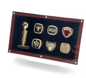 Michael Jordan CHAMPIONSHIP 6 RING & TROPHY SET NBA Chicago Bulls Display Stand - Picture 1 of 1