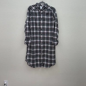 Sleep Sense Portuguese Plaid Flannel Button Nightgown Sleep Shirt Womens Large - Picture 1 of 4