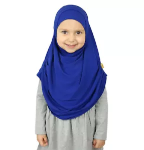 Sciarpa e berretto hijab Firdevs Islamica bambina pratica facile Amira blu reale - Foto 1 di 4