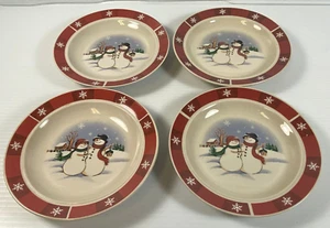 (4) ROYAL SEASONS STONEWARE SNOWMAN FAMILY SNOW BIRD HOUSE 6.5" SOUP SALAD BOWLS - Bild 1 von 7