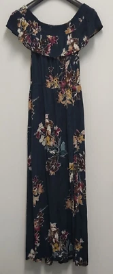 Vestido Xhilaration para mujer maxi talla mediana floral abertura lateral larga Cottagecore Foto 1 de 4