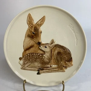 Goebel 1978 Mutter Serie Teller signiert handbemalt Relief Hirsch Reh Reh Hummel - Bild 1 von 9