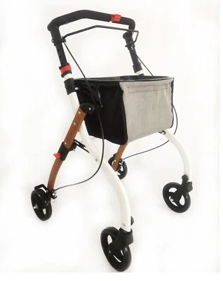 Antar Indoor Rollator faltbar leicht 5,9kg Wohnraumrollator Holz Optik Aluminium