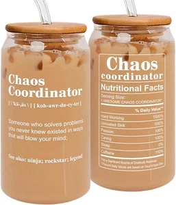 Chaos Coordinator Glass Tumbler Boss Lady Gifts Thank You Gifts - Picture 1 of 3