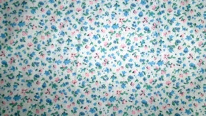 BTHY VTG PETER PAN TINY PINK BLUE FLOWER COTTON CALICO FABRIC 43"W QUILTING DOLL - Picture 1 of 2