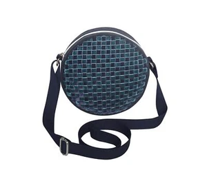 Bolso mensajero redondo de terciopelo tejido lirio - verde y azul - 19x4cms - Imagen 1 de 1