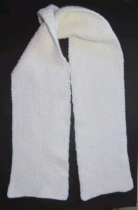 New Handmade White Wool Blend Scarf Unisex 6x70 Full Size Fisherman Knit - Picture 1 of 3