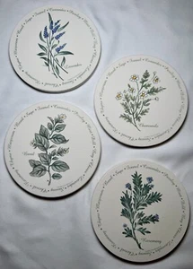 4 Corelle absorbent Stoneware Coasters Herbs Lavender Chamomile Basil Rosemary - Picture 1 of 8