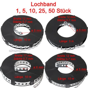 Nastro forato zincato 10 m/3 m lunghezza acciaio larghezza 12 mm/17 mm nastro di montaggio cassetta - Foto 1 di 5