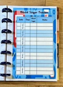 Blood Sugar Tracker Dashboard Insert 4 use w/ Mini Happy Planner- - Picture 1 of 3