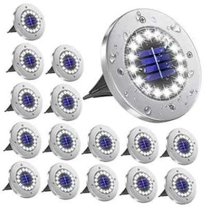 16 Pack Solar Lights Outdoor, 16 LEDs Bright Solar Ground Lights Outdoor White - Picture 1 of 8