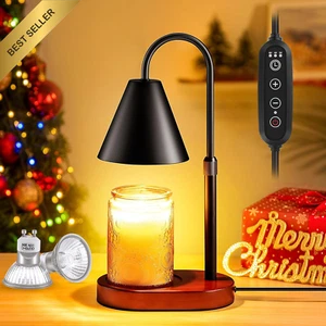 Black Dimmable Timer Candle Warmer Lantern 2 Bulbs Flower Decor Gift - Picture 1 of 12