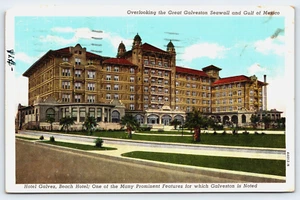 Postal Hotel Gálvez con vistas a la Gran Muralla Marítima de Galveston Golfo de México - Imagen 1 de 4