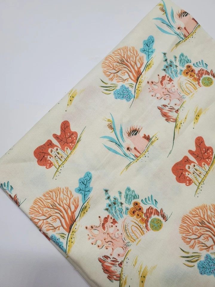 Ткань Heather Ross Малибу Коралл Виндхэм Океан Морское Шитье Одеяло ТОЛСТАЯ ЧЕТВЕРТЬ - Изображение 1 из 1