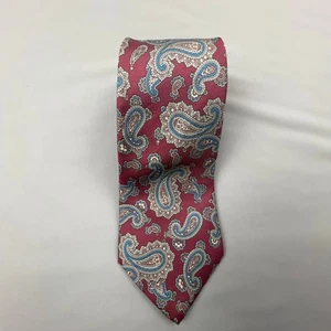 Don Loper Beverly Hills Mens Italian Silk 58" Necktie Paisley Maroon Blue   - Picture 1 of 3