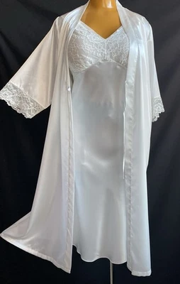 Debenhams The Collection Ivory Satin & Lace Nightdress & Wrap, UK 12-14, New Tag - image 1 of 4