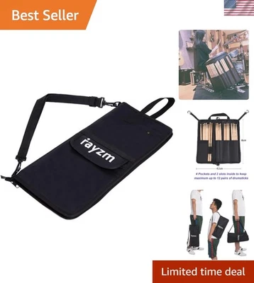 Bolsa de baqueta de nailon duradera con 4 ranuras y bolsillo externo para accesorios Foto 1 de 4