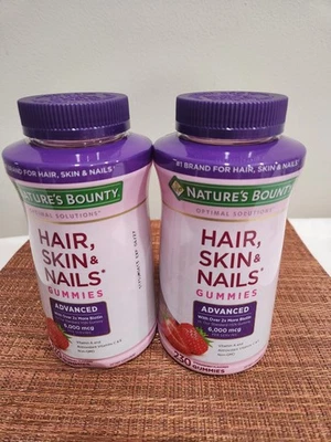 2 NATURE'S BOUNTY GUMMIES HAIR SKIN NAILS 230 EACH 05/2027 ADVANCED MORE BIOTIN - Image 1 of 4